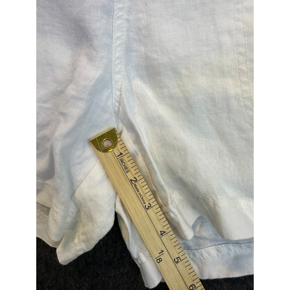 ATHLETA Lima 100% Linen Shortie Foldover Knit Waistband White Shorts Size 10 - Picture 9 of 16